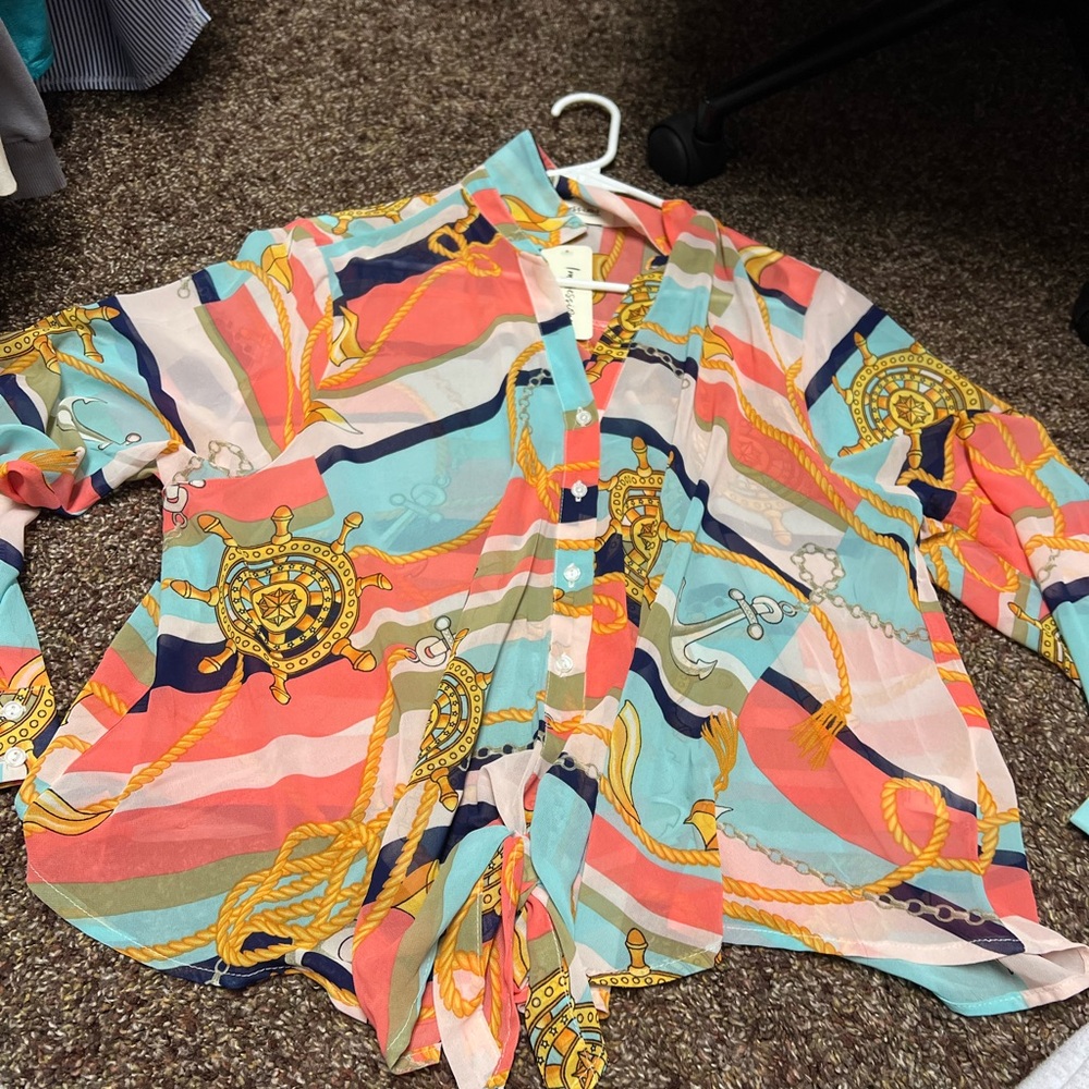 Colorful Nautical Print Women's Top